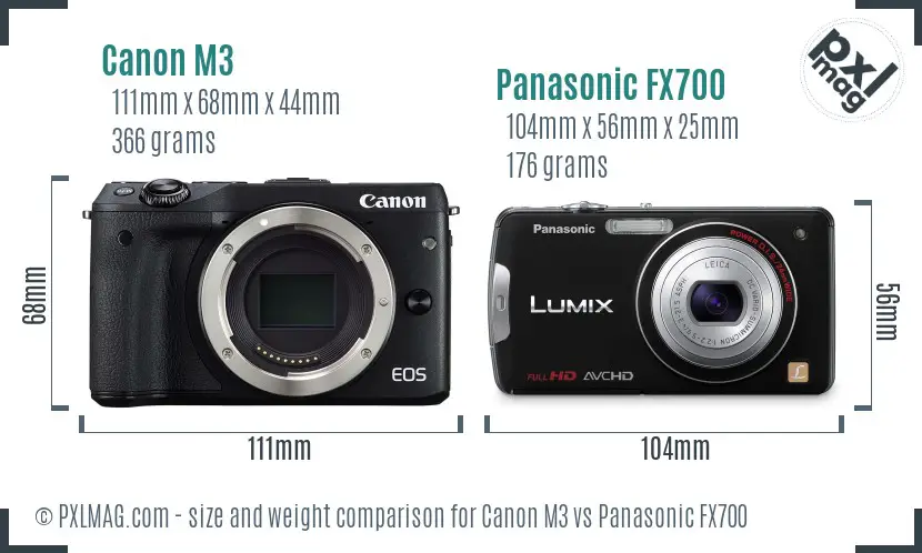 Canon M3 vs Panasonic FX700 size comparison