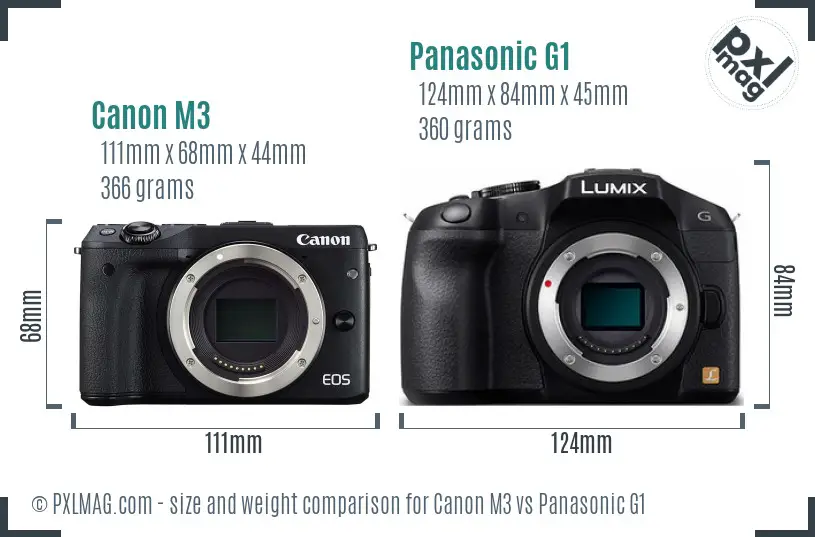 Canon M3 vs Panasonic G1 size comparison