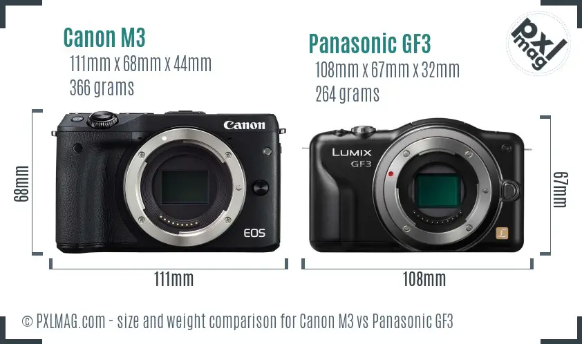 Canon M3 vs Panasonic GF3 size comparison