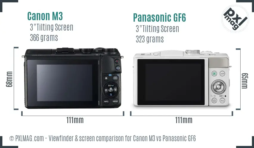 Canon M3 vs Panasonic GF6 Screen and Viewfinder comparison