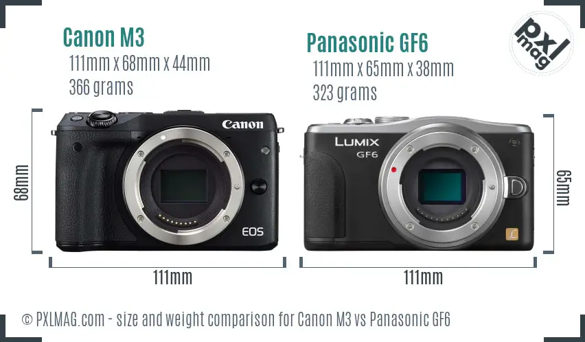 Canon M3 vs Panasonic GF6 size comparison