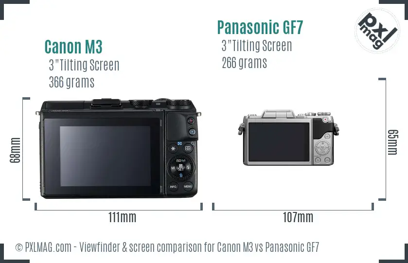 Canon M3 vs Panasonic GF7 Screen and Viewfinder comparison