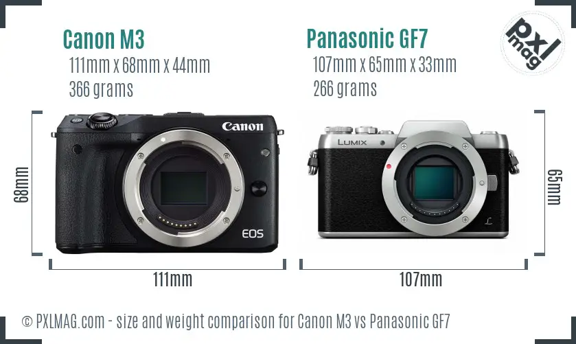 Canon M3 vs Panasonic GF7 size comparison