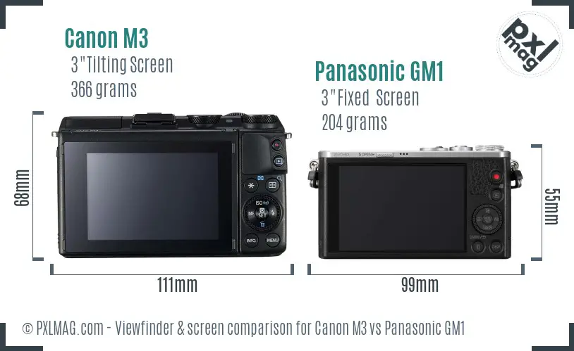 Canon M3 vs Panasonic GM1 Screen and Viewfinder comparison