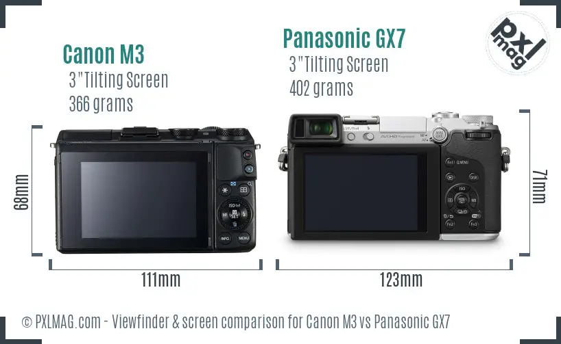 Canon M3 vs Panasonic GX7 Screen and Viewfinder comparison