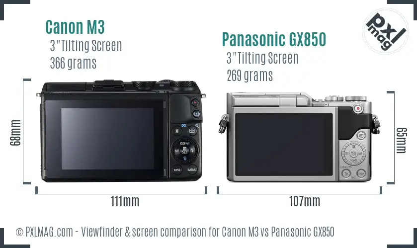 Canon M3 vs Panasonic GX850 Screen and Viewfinder comparison Canon M3 vs Panasonic GX850 Screen and Viewfinder comparison