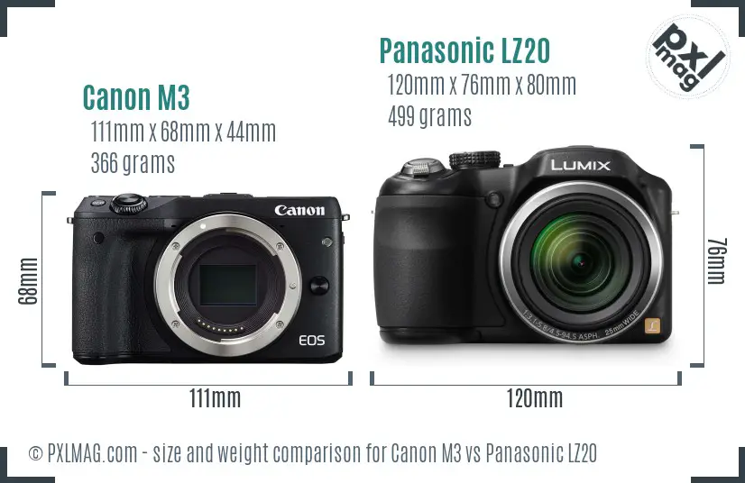 Canon M3 vs Panasonic LZ20 size comparison