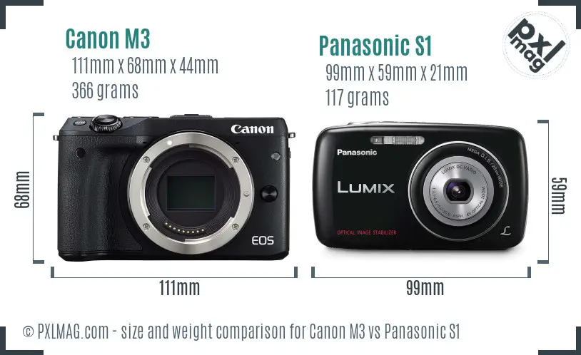 Canon M3 vs Panasonic S1 size comparison