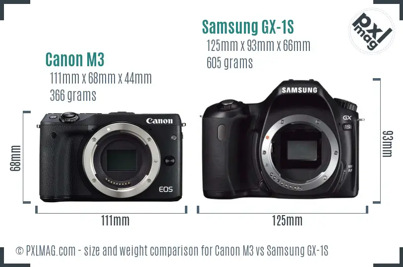 Canon M3 vs Samsung GX-1S size comparison