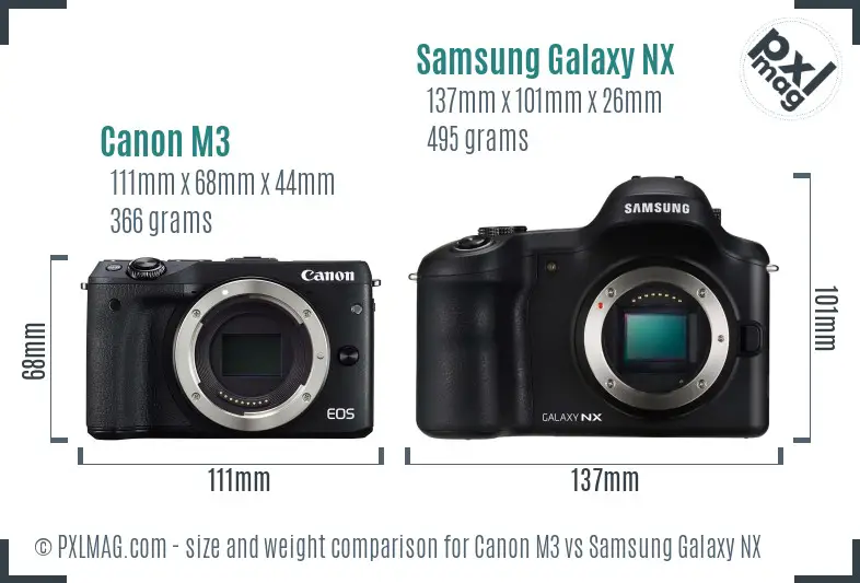 Canon M3 vs Samsung Galaxy NX size comparison Canon M3 vs Samsung Galaxy NX size comparison