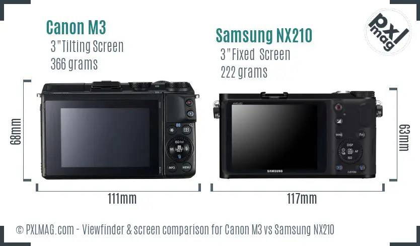 Canon M3 vs Samsung NX210 Screen and Viewfinder comparison Canon M3 vs Samsung NX210 Screen and Viewfinder comparison