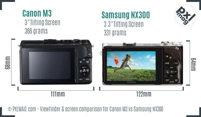 Canon M3 vs Samsung NX300 Screen and Viewfinder comparison