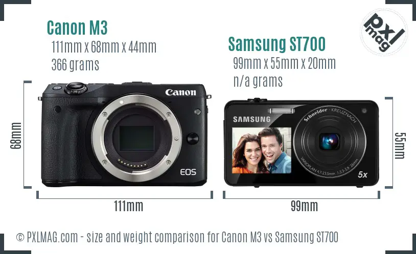 Canon M3 vs Samsung ST700 size comparison