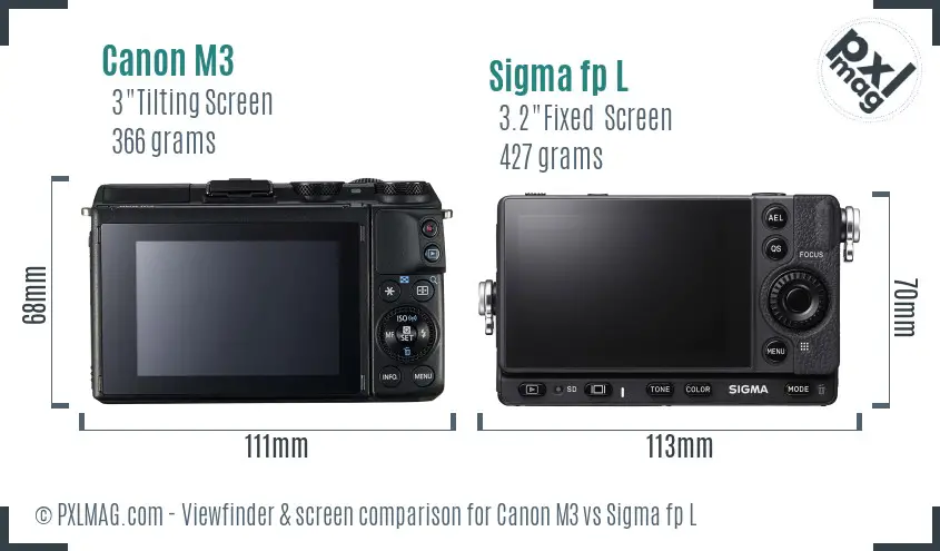 Canon M3 vs Sigma fp L Screen and Viewfinder comparison