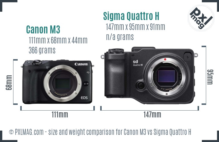 Canon M3 vs Sigma Quattro H size comparison