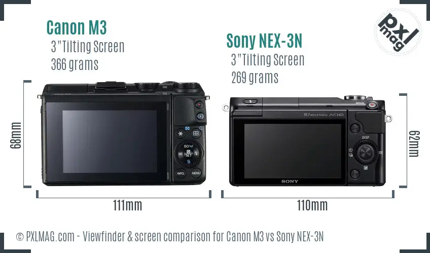 Canon M3 vs Sony NEX-3N Screen and Viewfinder comparison