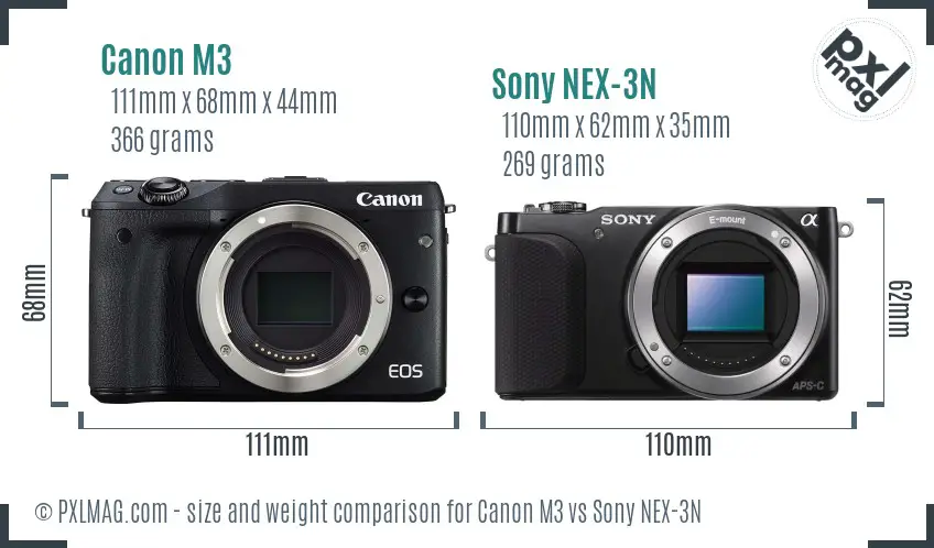 Canon M3 vs Sony NEX-3N size comparison