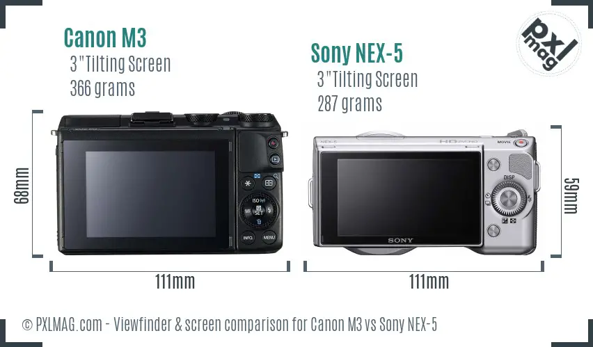 Canon M3 vs Sony NEX-5 Screen and Viewfinder comparison