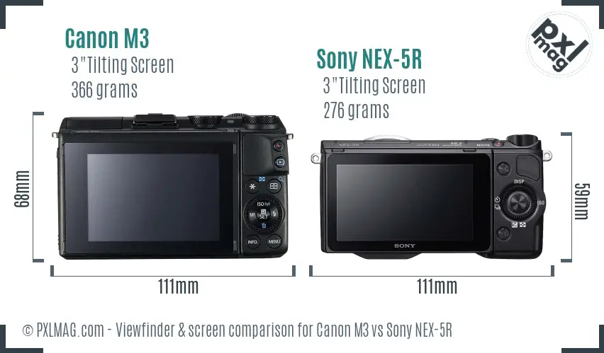 Canon M3 vs Sony NEX-5R Screen and Viewfinder comparison