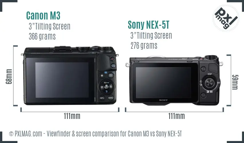 Canon M3 vs Sony NEX-5T Screen and Viewfinder comparison