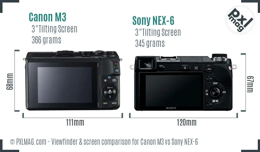 Canon M3 vs Sony NEX-6 Screen and Viewfinder comparison