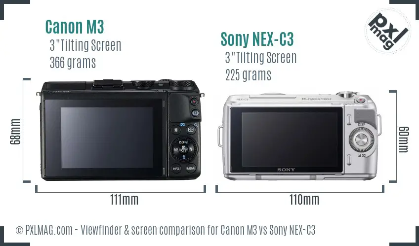 Canon M3 vs Sony NEX-C3 Screen and Viewfinder comparison Canon M3 vs Sony NEX-C3 Screen and Viewfinder comparison