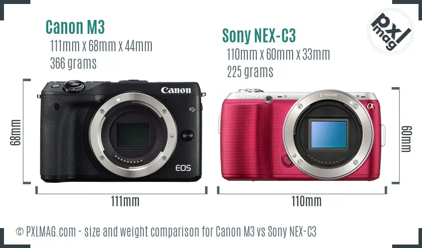 Canon M3 vs Sony NEX-C3 size comparison Canon M3 vs Sony NEX-C3 size comparison
