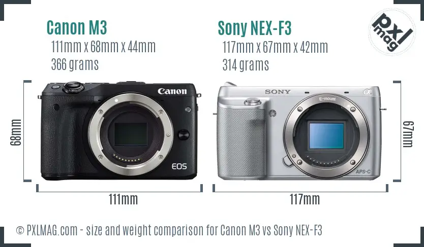 Canon M3 vs Sony NEX-F3 size comparison