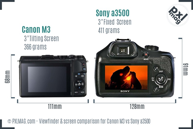 Canon M3 vs Sony a3500 Screen and Viewfinder comparison