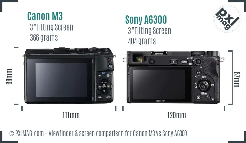 Canon M3 vs Sony A6300 Screen and Viewfinder comparison