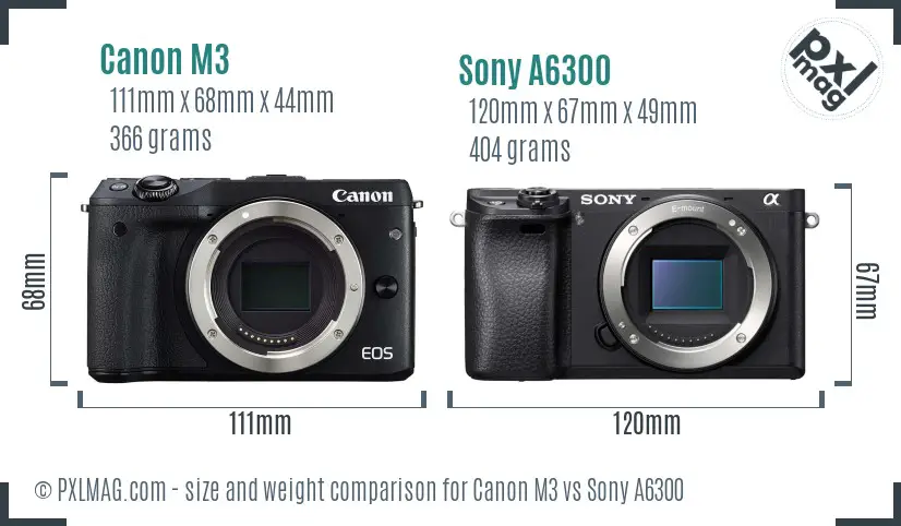 Canon M3 vs Sony A6300 size comparison