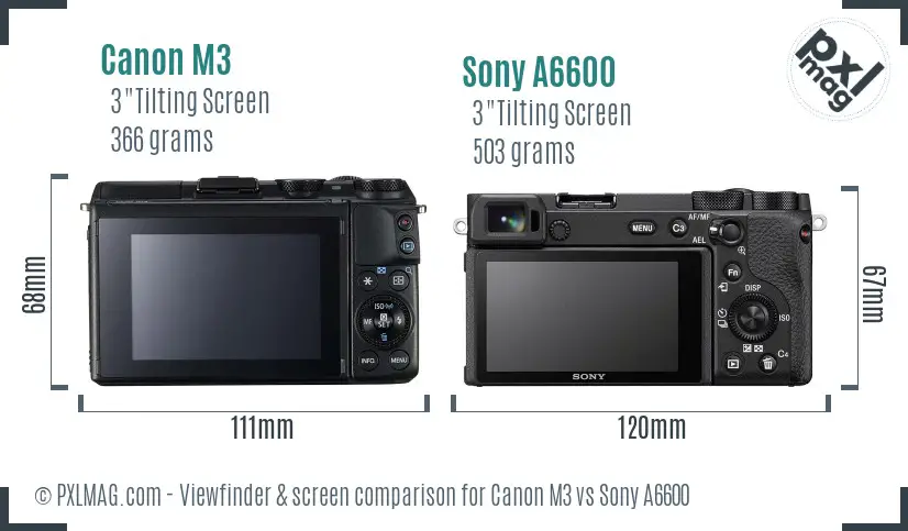 Canon M3 vs Sony A6600 Screen and Viewfinder comparison