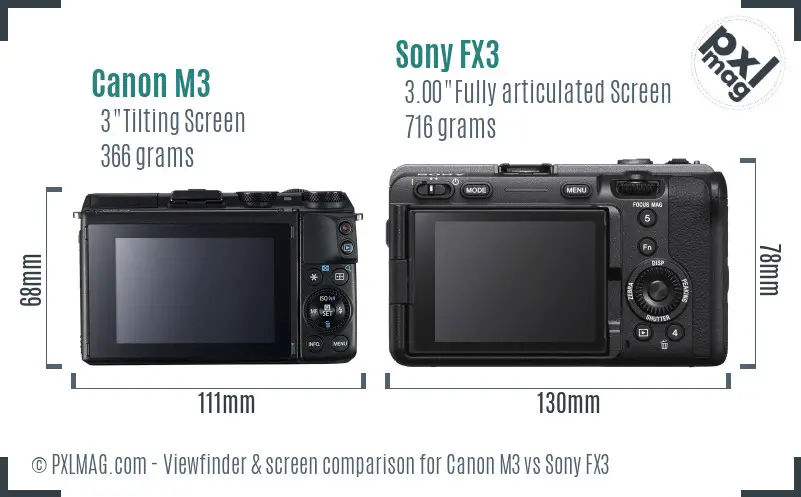 Canon M3 vs Sony FX3 Screen and Viewfinder comparison Canon M3 vs Sony FX3 Screen and Viewfinder comparison