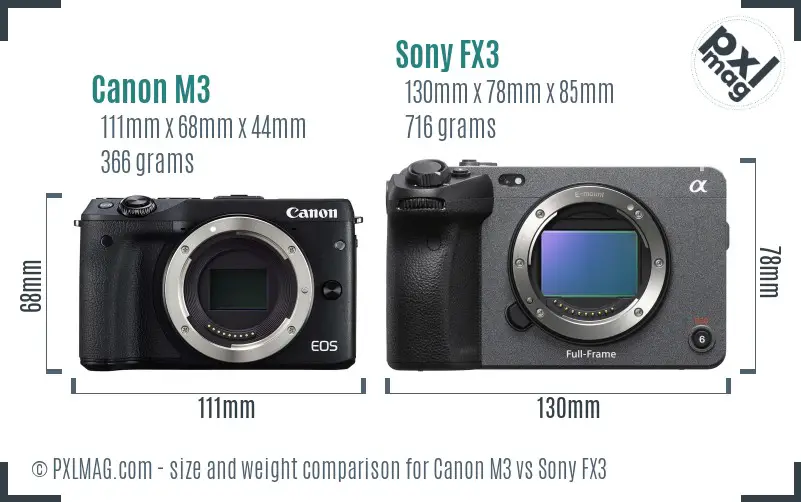 Canon M3 vs Sony FX3 size comparison Canon M3 vs Sony FX3 size comparison