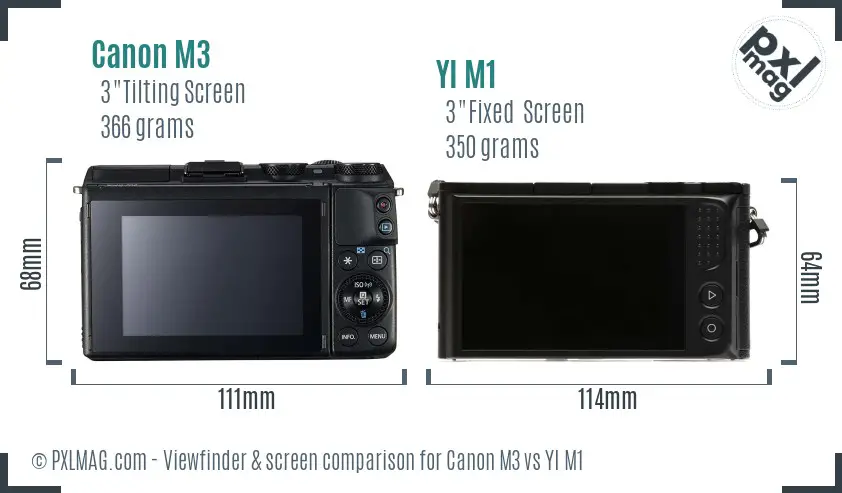 Canon M3 vs YI M1 Screen and Viewfinder comparison