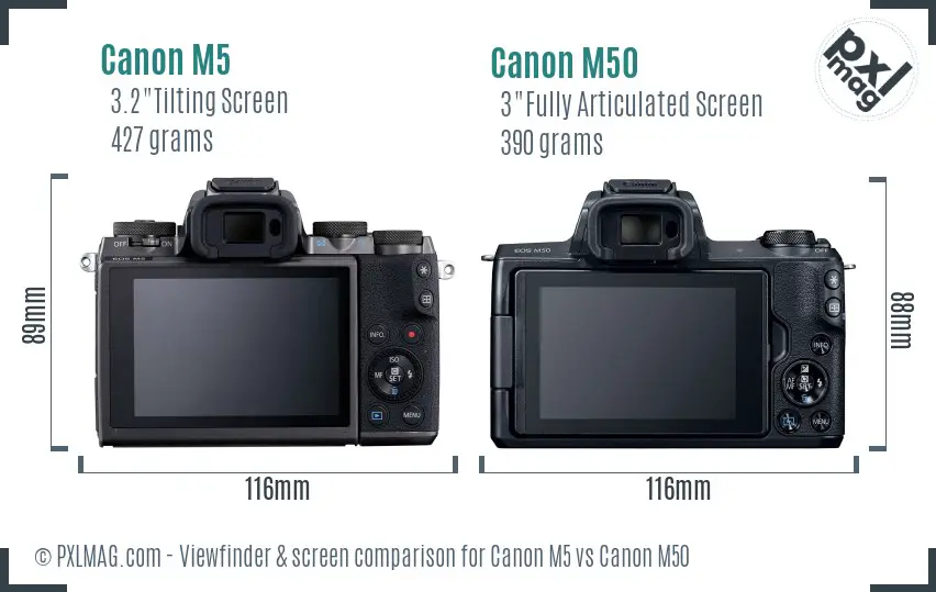 Canon M5 vs Canon M50 Screen and Viewfinder comparison