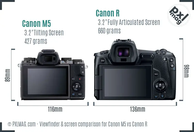 Canon M5 vs Canon R Screen and Viewfinder comparison Canon M5 vs Canon R Screen and Viewfinder comparison