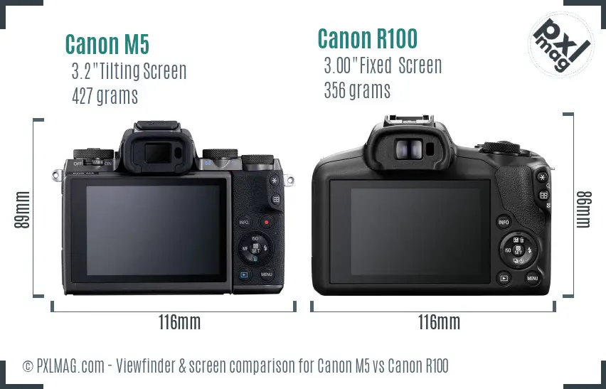 Canon M5 vs Canon R100 Screen and Viewfinder comparison Canon M5 vs Canon R100 Screen and Viewfinder comparison