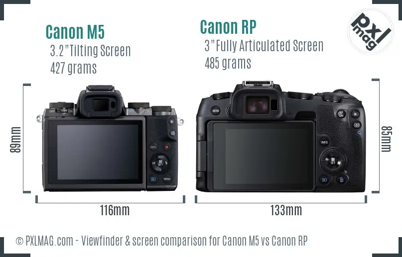 Canon M5 vs Canon RP Screen and Viewfinder comparison
