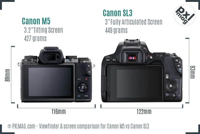 Canon M5 vs Canon SL3 Screen and Viewfinder comparison Canon M5 vs Canon SL3 Screen and Viewfinder comparison