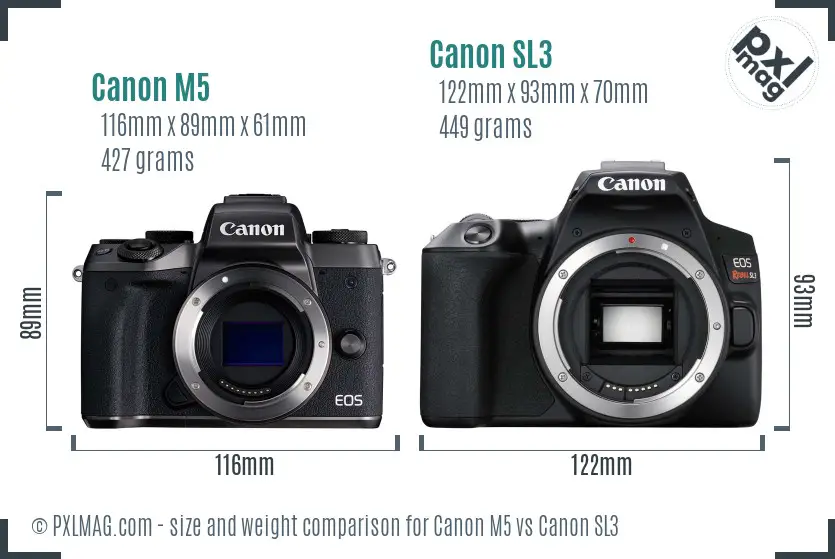 Canon M5 vs Canon SL3 size comparison Canon M5 vs Canon SL3 size comparison