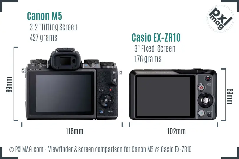 Canon M5 vs Casio EX-ZR10 Screen and Viewfinder comparison