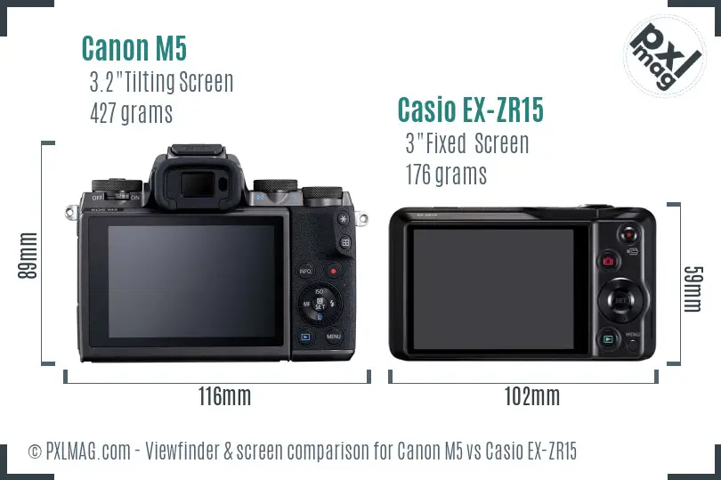 Canon M5 vs Casio EX-ZR15 Screen and Viewfinder comparison