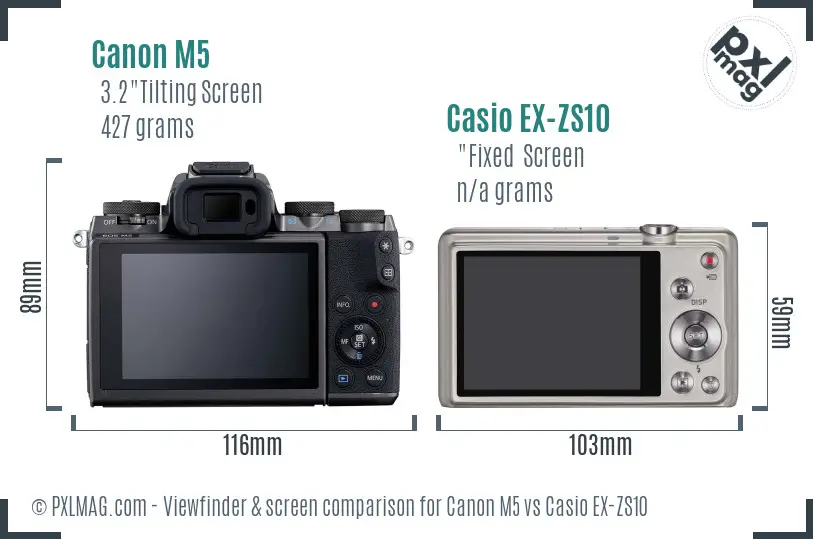 Canon M5 vs Casio EX-ZS10 Screen and Viewfinder comparison
