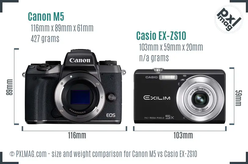 Canon M5 vs Casio EX-ZS10 size comparison