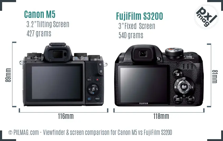 Canon M5 vs FujiFilm S3200 Screen and Viewfinder comparison