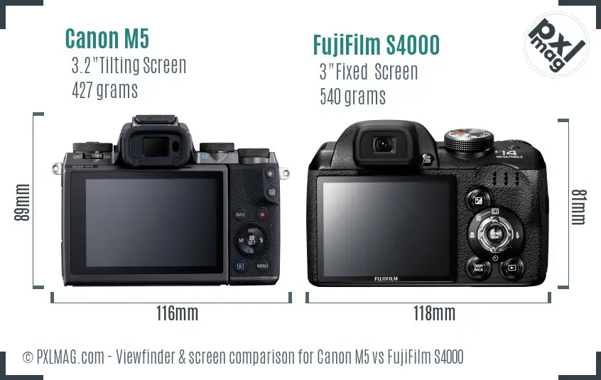 Canon M5 vs FujiFilm S4000 Screen and Viewfinder comparison Canon M5 vs FujiFilm S4000 Screen and Viewfinder comparison