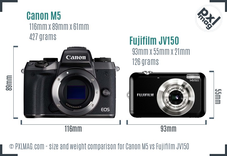 Canon M5 vs Fujifilm JV150 size comparison Canon M5 vs Fujifilm JV150 size comparison