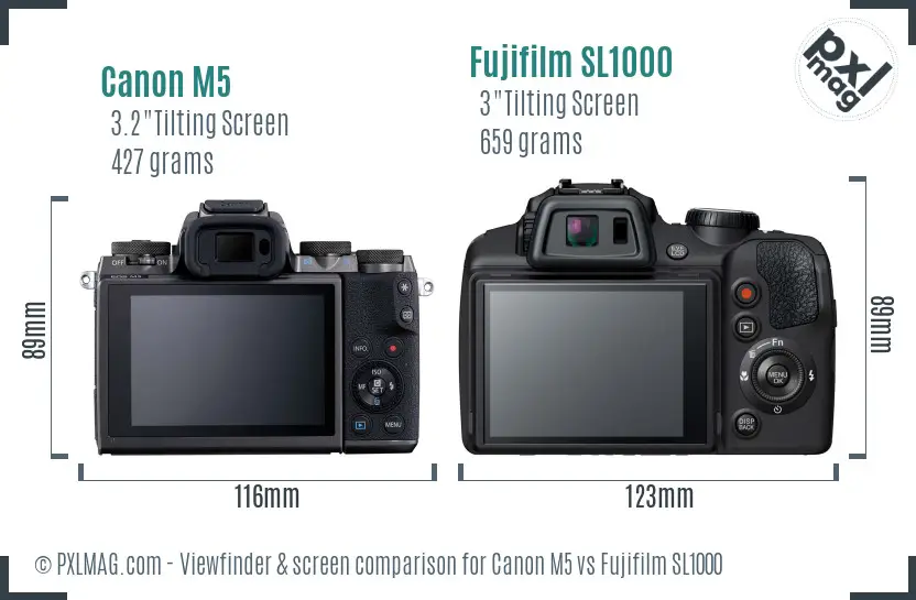 Canon M5 vs Fujifilm SL1000 Screen and Viewfinder comparison