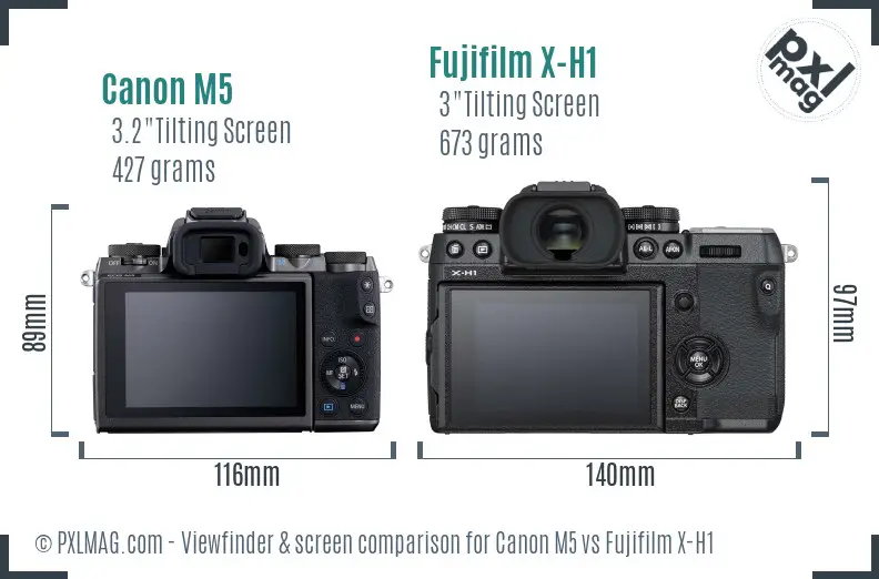 Canon M5 vs Fujifilm X-H1 Screen and Viewfinder comparison
